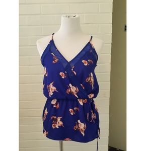 Cobalt and floral blouse